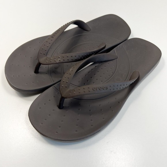 Crocs Flip Flop Thongs Brown Unisex US Size Women’s 5 Men’s 3 - Picture 1 of 8